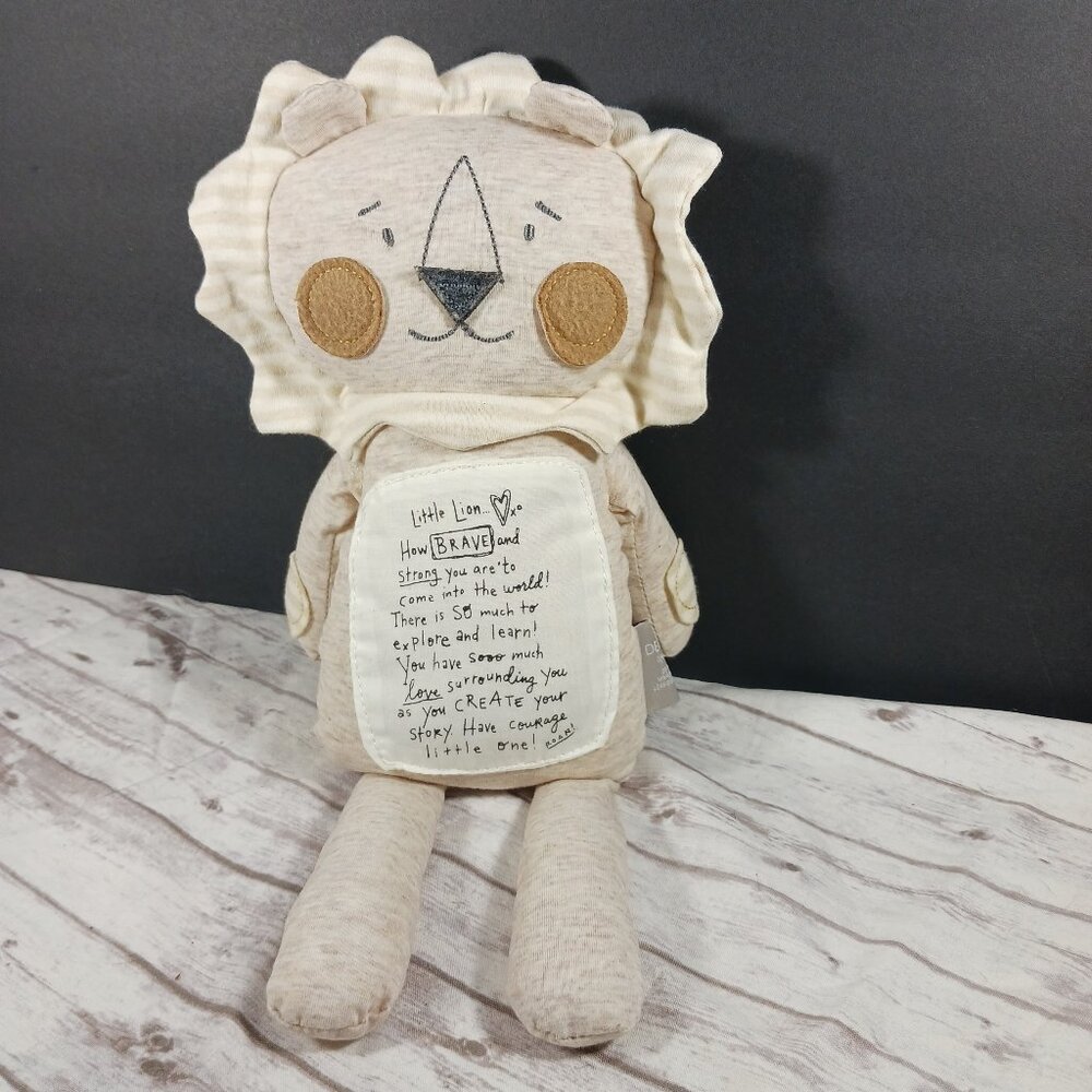 Demdaco Lori Siebert Brave Little One Lion Tan Jersey Knit Stuffed Animal 16"